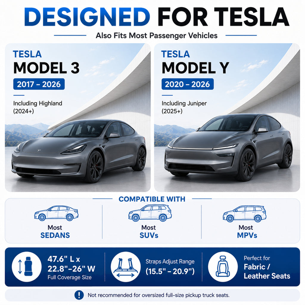 Premium Microfiber Towel Tesla Model 3/Y/S/X Seat Cover, Waterproof | Sweatproof | Machine Washable | Non-Slip, Seat Protector for Tesla Model 3/Y 2016-2026 Interior - (1Pack, Shadow Black)