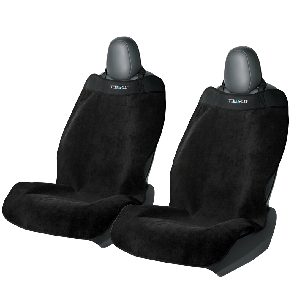 Premium Microfiber Towel Tesla Model 3/Y/S/X Seat Cover, Waterproof | Sweatproof | Machine Washable | Non-Slip, Seat Protector for Tesla Model 3/Y 2016-2026 Interior - (2Pack, Shadow Black)