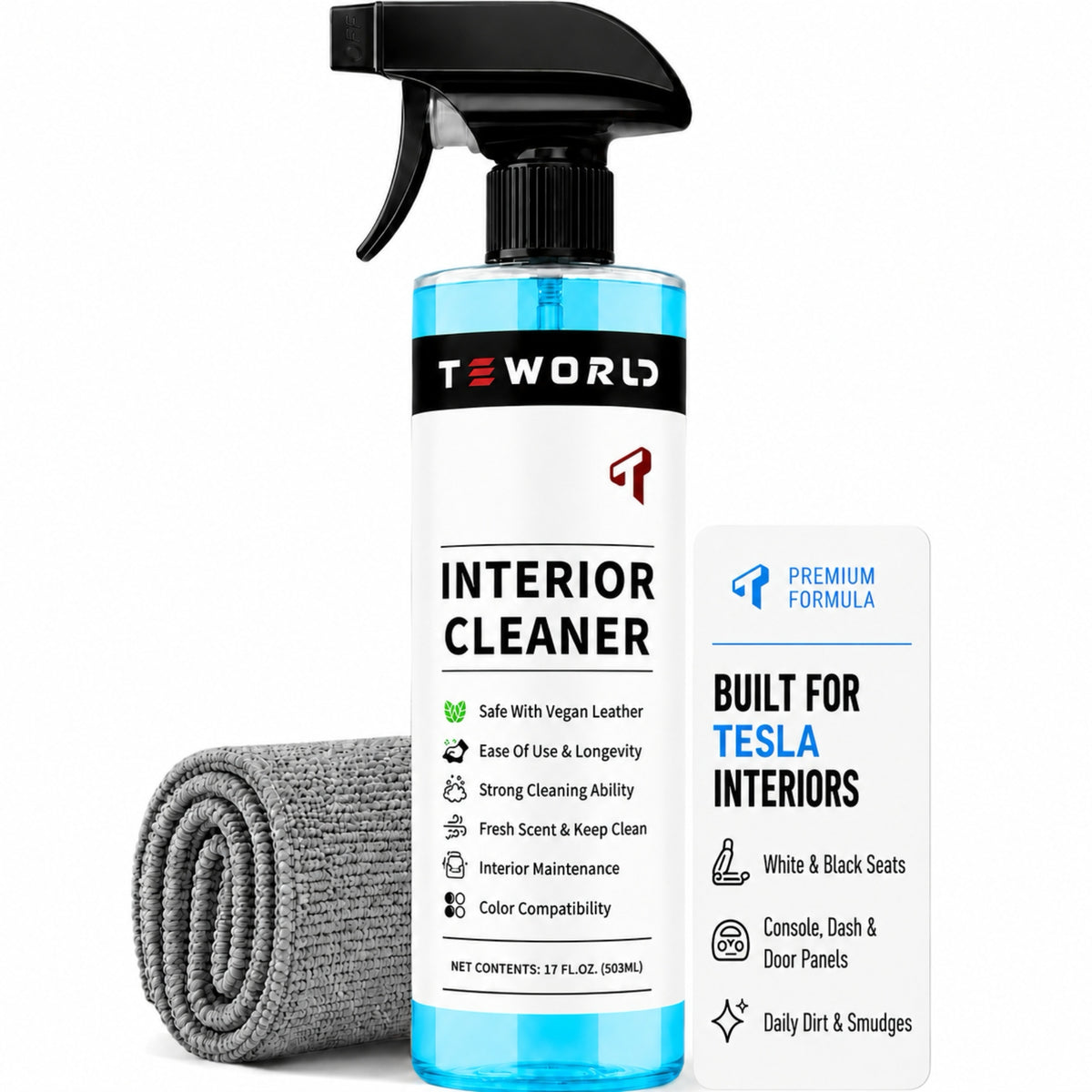 Tesla Seat Cleaner & Remover Stain, Interior Cleaner for White & Black Vegan Leather, Interior Cleaning Kit for Seats, Console, Dash, Tesla Model 3, Y, S, X, Cybertruck Accessories（blue-circut scnet ）
