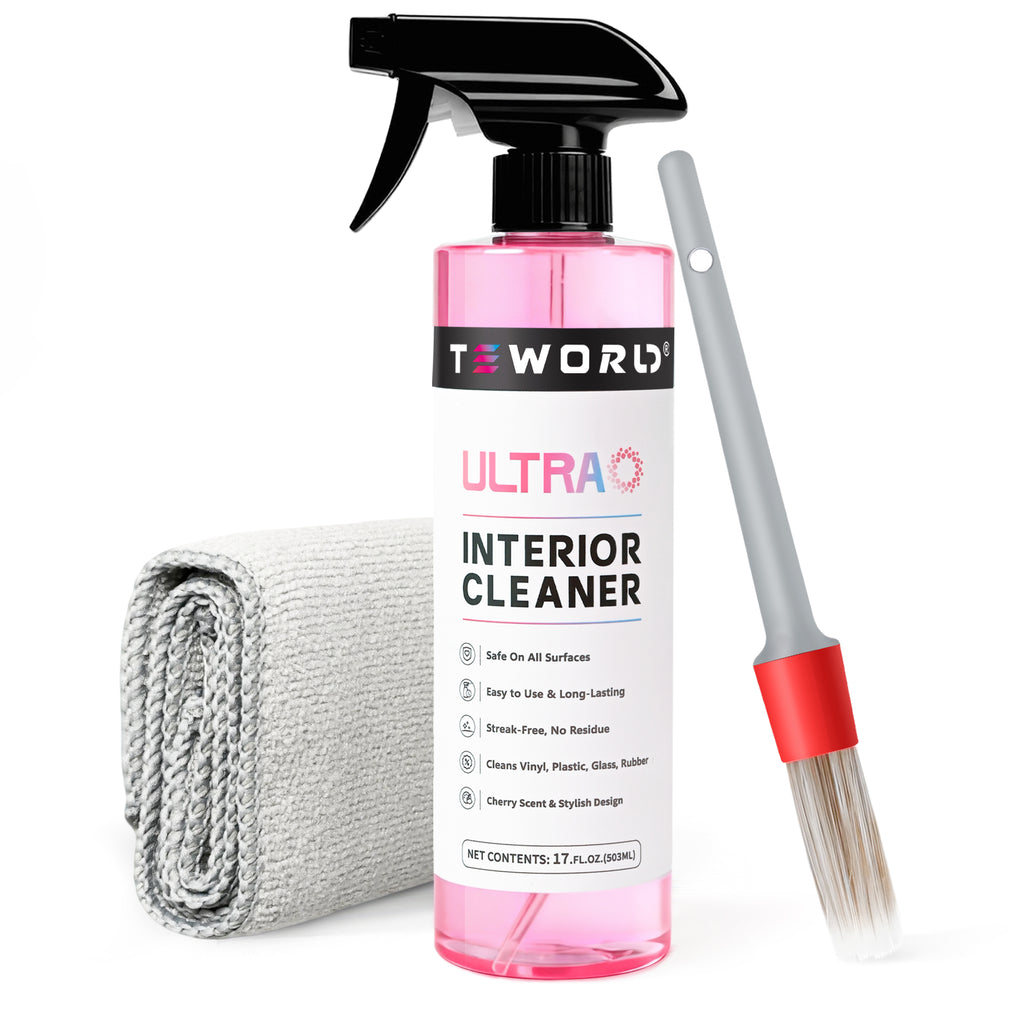 Ultra Car Interior, Seat & Upholstery Cleaner - Car Detailing Kit Removes Stains, Dirt, Oil & Grease, Safe for Leather, Vinyl, Plastic & More - Compatible with Cars, Trucks, SUVs, RVs (17Oz Cherry Scent)