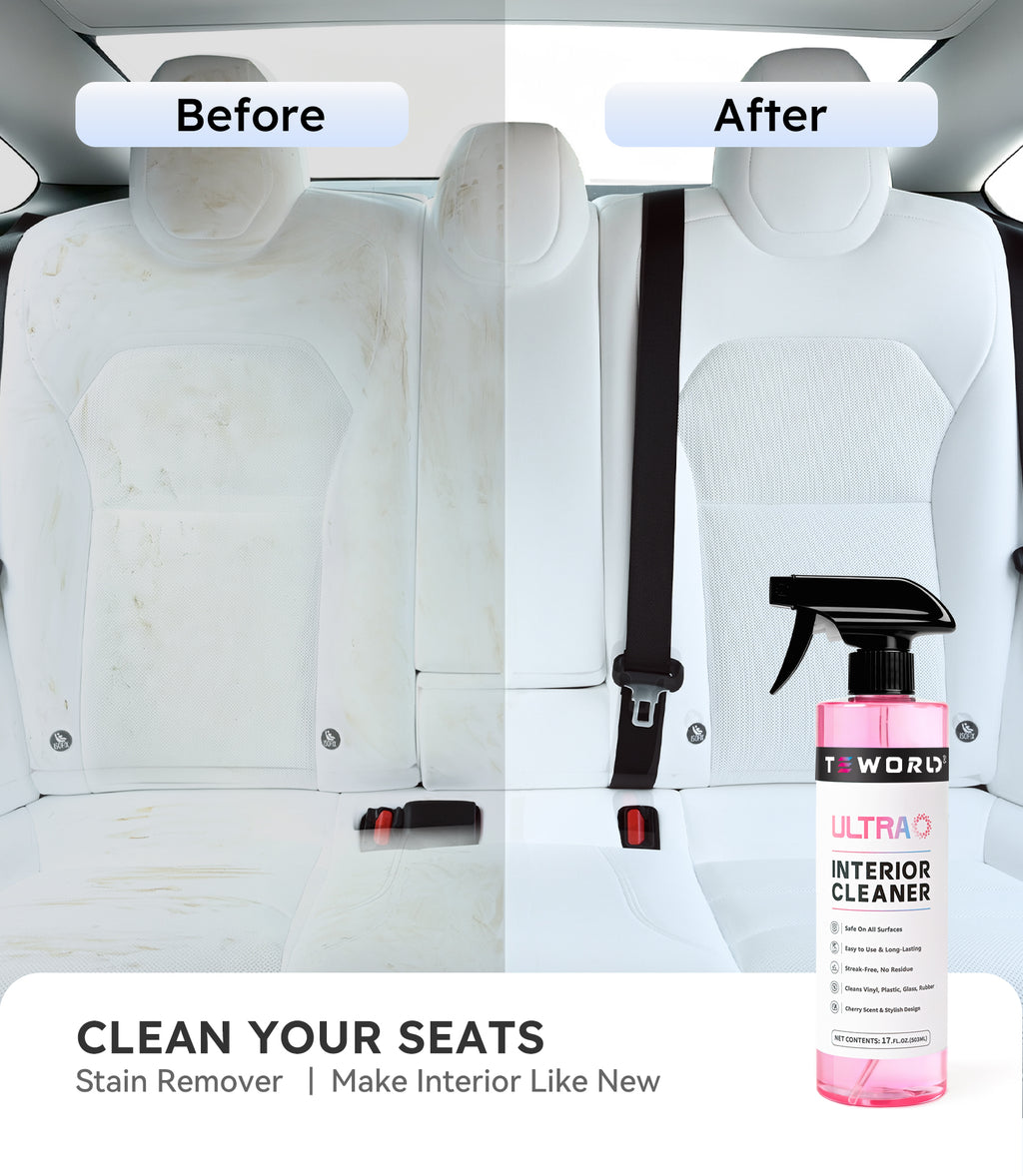 Ultra Car Interior, Seat & Upholstery Cleaner - Car Detailing Kit Removes Stains, Dirt, Oil & Grease, Safe for Leather, Vinyl, Plastic & More - Compatible with Cars, Trucks, SUVs, RVs (17Oz Cherry Scent)