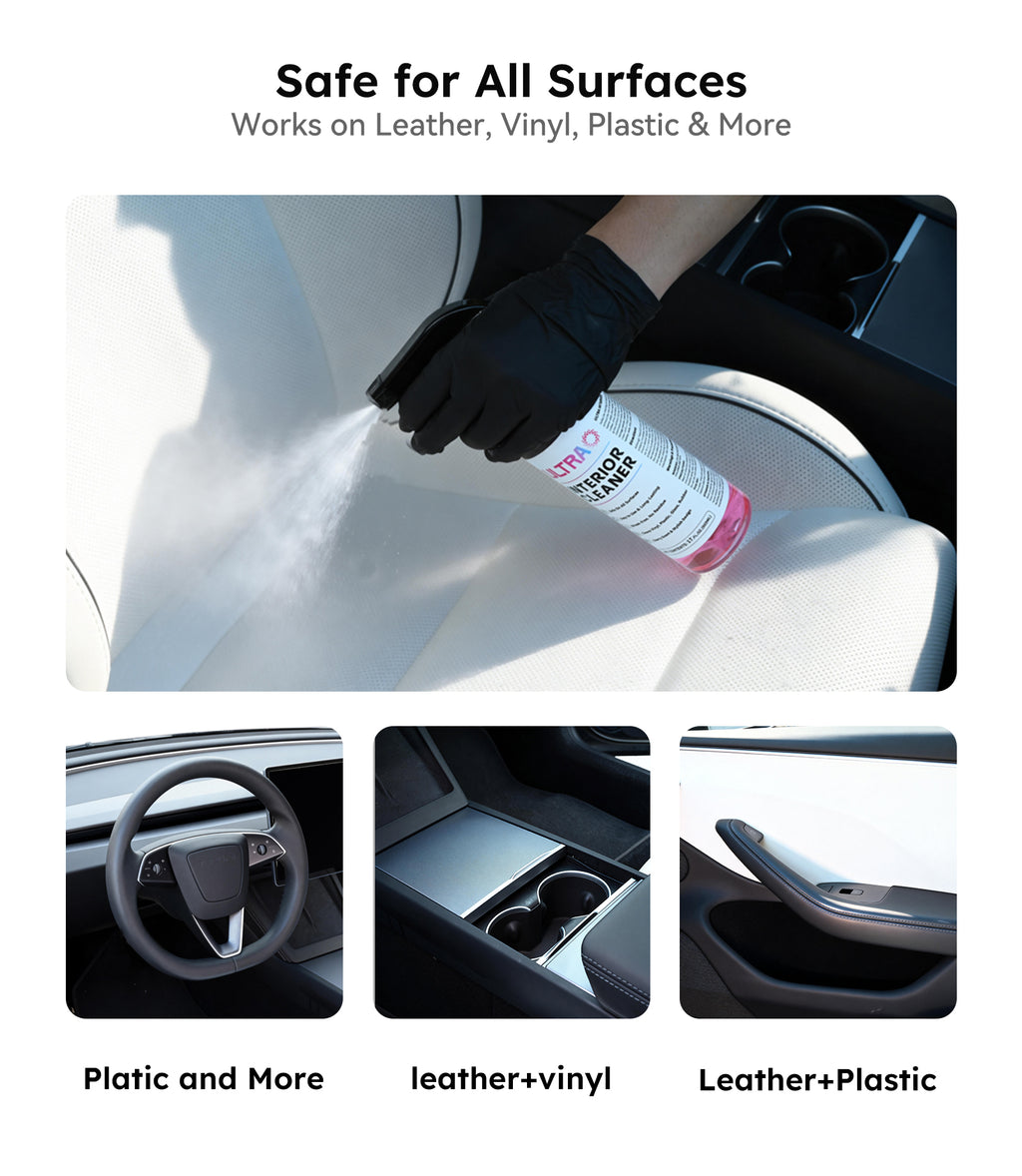 Ultra Car Interior, Seat & Upholstery Cleaner - Car Detailing Kit Removes Stains, Dirt, Oil & Grease, Safe for Leather, Vinyl, Plastic & More - Compatible with Cars, Trucks, SUVs, RVs (17Oz Cherry Scent)