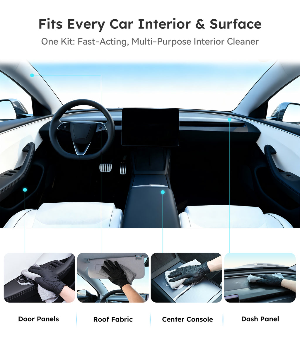 teworld Ultra Car Interior, Seat & Upholstery Cleaner - Car Detailing Kit Removes Stains, Dirt, Oil & Grease, Safe for Leather, Vinyl, Plastic & More - Compatible with Cars, Trucks, SUVs, RVs (17Oz Ice Chill Scent)