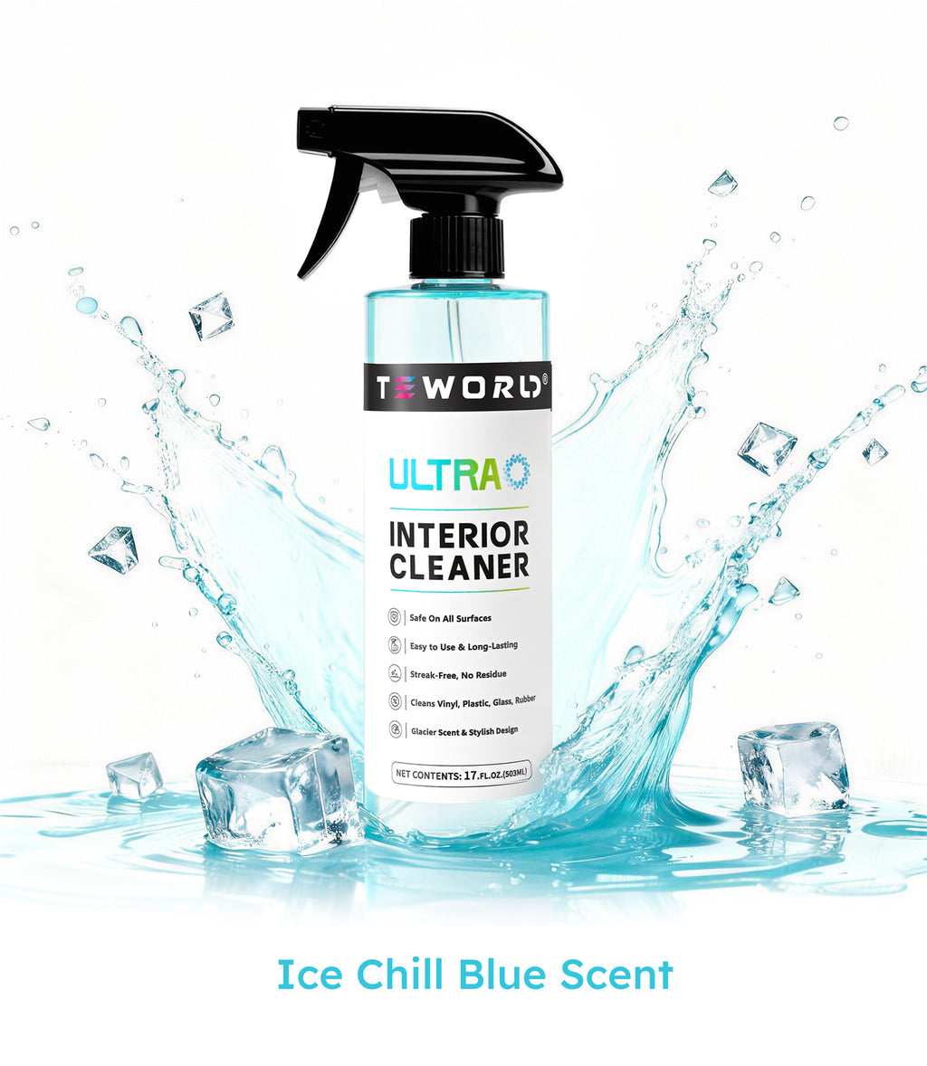 teworld Ultra Car Interior, Seat & Upholstery Cleaner - Car Detailing Kit Removes Stains, Dirt, Oil & Grease, Safe for Leather, Vinyl, Plastic & More - Compatible with Cars, Trucks, SUVs, RVs (17Oz Ice Chill Scent)