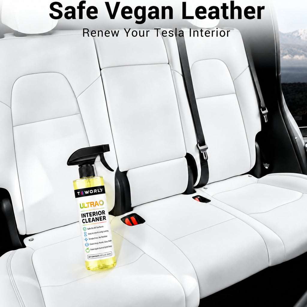 Tesla Seat Cleaner & Stain Remover, Interior Cleaner for Black & White Vegan Leather, Interior Cleaning Products | Tesla Model Y Juniper Accessories 2026, Tesla Model 3 Accessories, S, X, Cybertruck（yellow-apple scent）