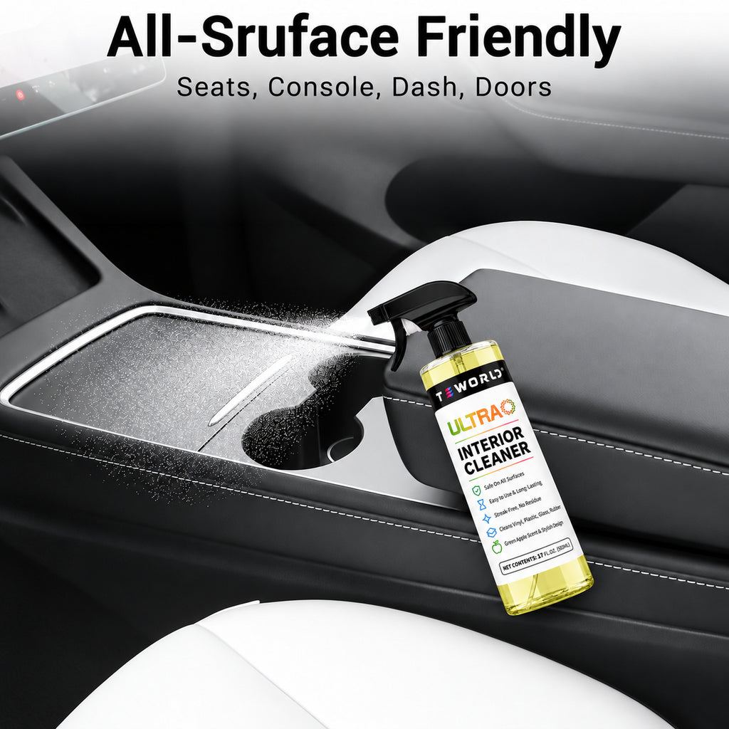 Tesla Seat Cleaner & Stain Remover, Interior Cleaner for Black & White Vegan Leather, Interior Cleaning Products | Tesla Model Y Juniper Accessories 2026, Tesla Model 3 Accessories, S, X, Cybertruck（yellow-apple scent）