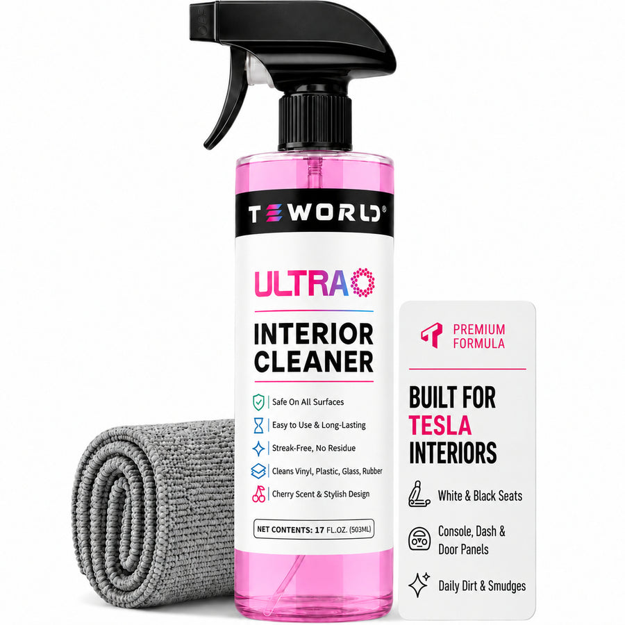 Tesla Seat Cleaner & Stain Remover, Interior Cleaner for Black & White Vegan Leather, Interior Cleaning Products | Tesla Model Y Juniper Accessories 2026, Tesla Model 3 Accessories, S, X, Cybertruck（cherry pink）