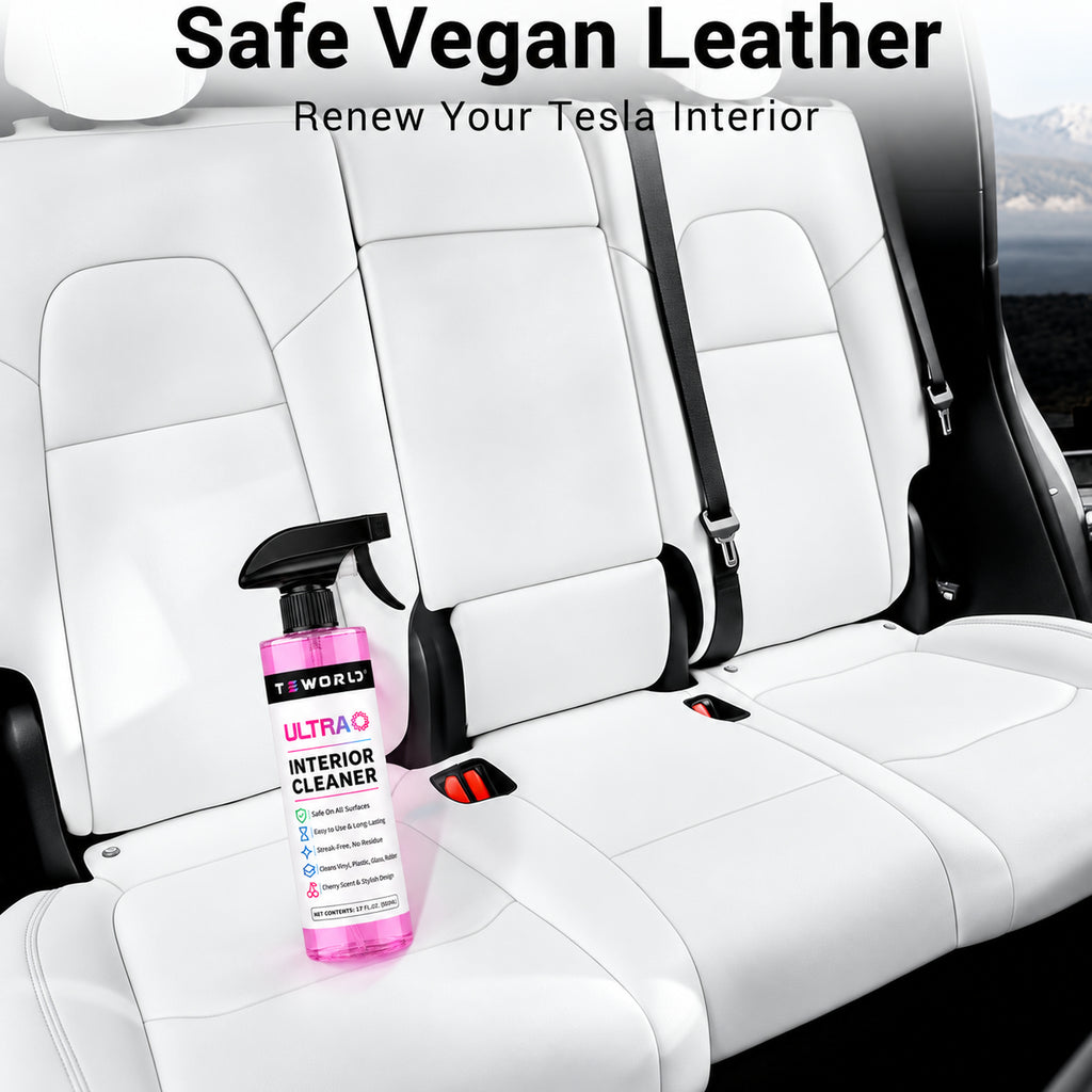 Tesla Seat Cleaner & Stain Remover, Interior Cleaner for Black & White Vegan Leather, Interior Cleaning Products | Tesla Model Y Juniper Accessories 2026, Tesla Model 3 Accessories, S, X, Cybertruck（cherry pink）