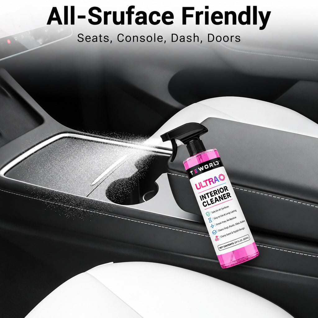Tesla Seat Cleaner & Stain Remover, Interior Cleaner for Black & White Vegan Leather, Interior Cleaning Products | Tesla Model Y Juniper Accessories 2026, Tesla Model 3 Accessories, S, X, Cybertruck（cherry pink）