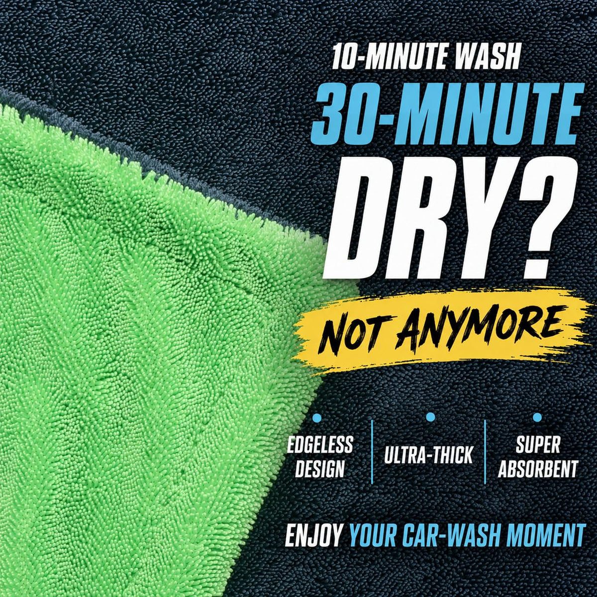 2-Pack Car Drying Towels, Large 36 x 28 Inch, 1300 GSM, Dual-Color Twisted Loop Microfiber Towel for Cars - Absorbent Car Dry Towel and Car Wash Towel for Streak-Free, Paint-Safe Car Detailing