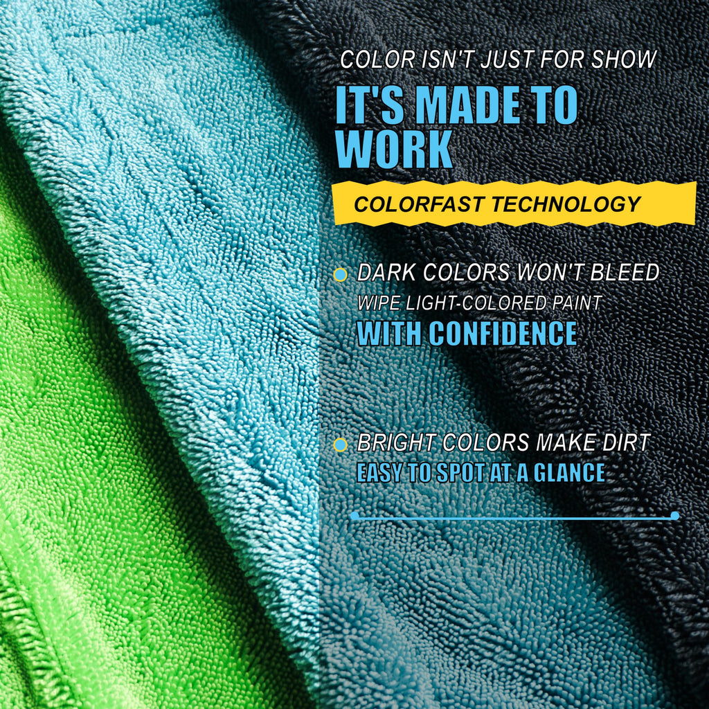 2-Pack Car Drying Towels, Large 36 x 28 Inch, 1300 GSM, Dual-Color Twisted Loop Microfiber Towel for Cars - Absorbent Car Dry Towel and Car Wash Towel for Streak-Free, Paint-Safe Car Detailing