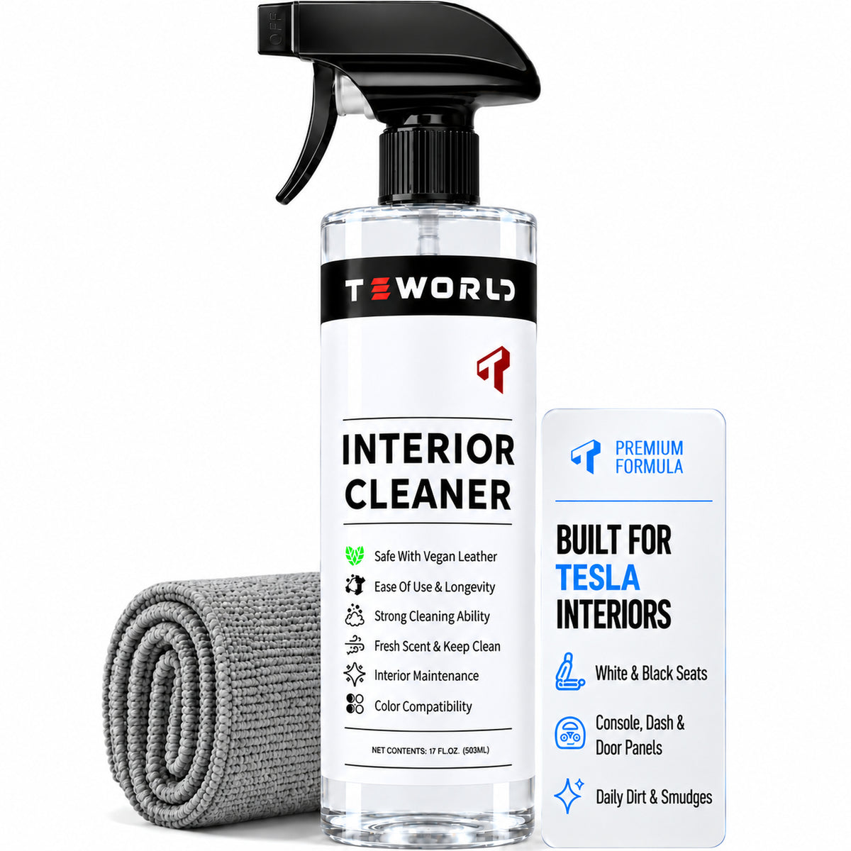 Tesla Seat Cleaner & Remover Stain, Interior Cleaner for White & Black Vegan Leather, Interior Cleaning Kit for Seats, Console, Dash, Tesla Model 3, Y, S, X, Cybertruck Accessories( Ice-circut-scent)