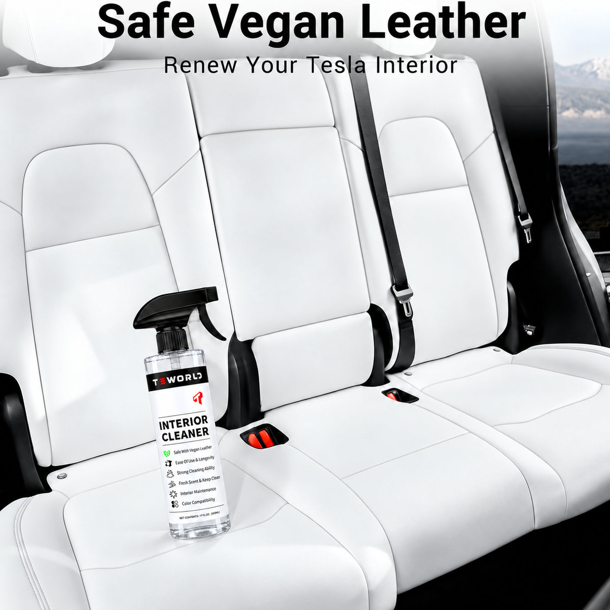 Tesla Seat Cleaner & Remover Stain, Interior Cleaner for White & Black Vegan Leather, Interior Cleaning Kit for Seats, Console, Dash, Tesla Model 3, Y, S, X, Cybertruck Accessories( Ice-circut-scent)