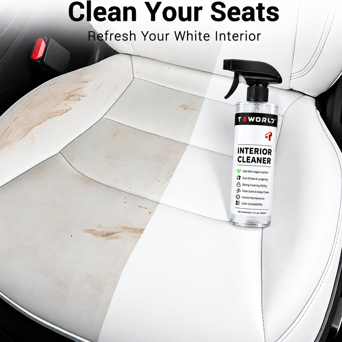 Tesla Seat Cleaner & Remover Stain, Interior Cleaner for White & Black Vegan Leather, Interior Cleaning Kit for Seats, Console, Dash, Tesla Model 3, Y, S, X, Cybertruck Accessories( Ice-circut-scent)
